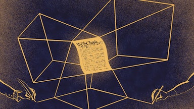 An illustration of the Constitution being viewed and interpreted from several different perspectives throughout history, from the 1700s to today.