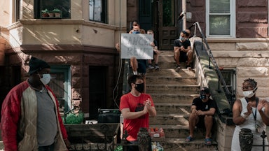 tenants in New York protest