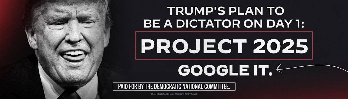 Image of DNC billboard tying Donald Trump to Project 2025