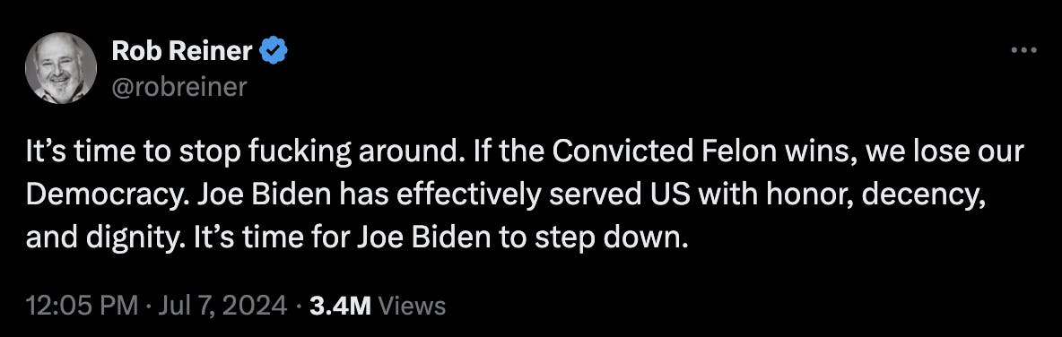 Rob Reiner tweet about Biden