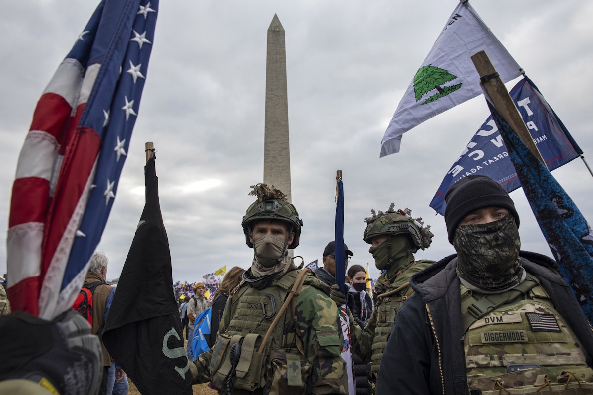 Pro-Trump protesters in front of the Washington Monument