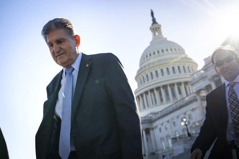 Sen. Joe Manchin leaves the U.S. Capitol after a vote October 27, 2021 in Washington, DC. 