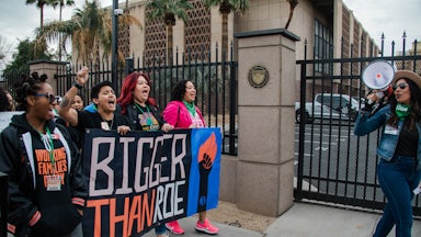 Arizonans march in support of abortion rights in in Phoenix, Arizona.