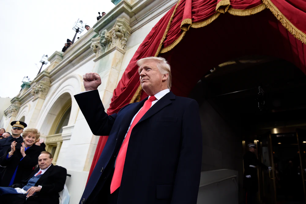WASHINGTON, DC - JANUARY 20: US President-elect Donald Trump arrives for his Presidential Inauguration at the US Capitol on January 20, 2017 in Washington, DC.