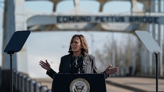Kamala Harris speaks in Selma, Alabama, where she called for an "immediate ceasefire" in Gaza.