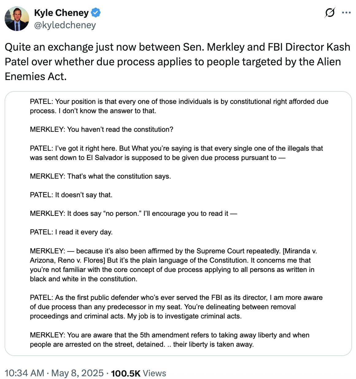 Transcript of exchange between Patel and Merkkley