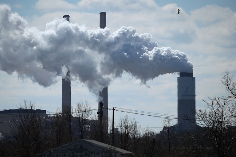 Emissions spew from a large stack at the coal fired Brandon Shores Power Plant on March 9, 2018 in Baltimore, Maryland.