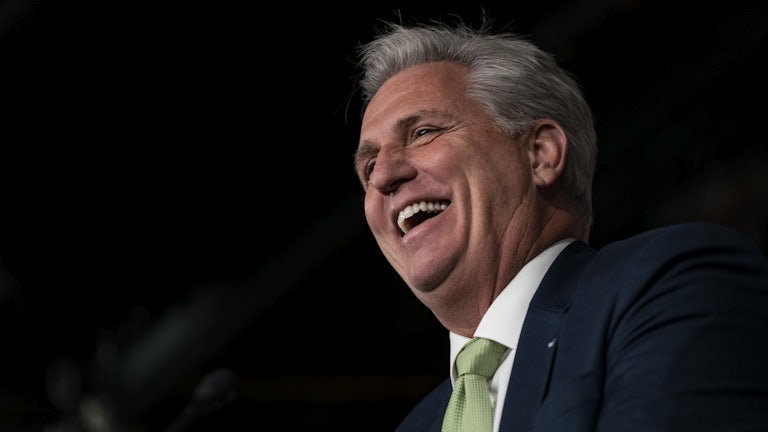 A close-up of a laughing California Representative Kevin McCarthy