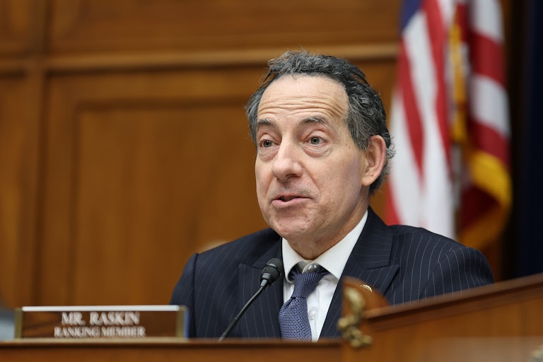 Jamie Raskin speaks into a microphone