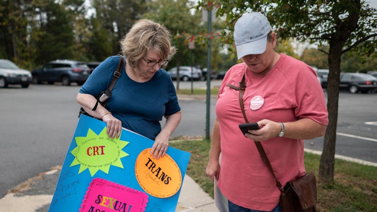 conservative protesters in Loudoun County, Virginia