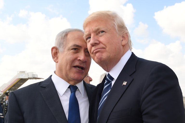 Benjamin Netanyahu with Donald Trump in Jerusalem in May 2017