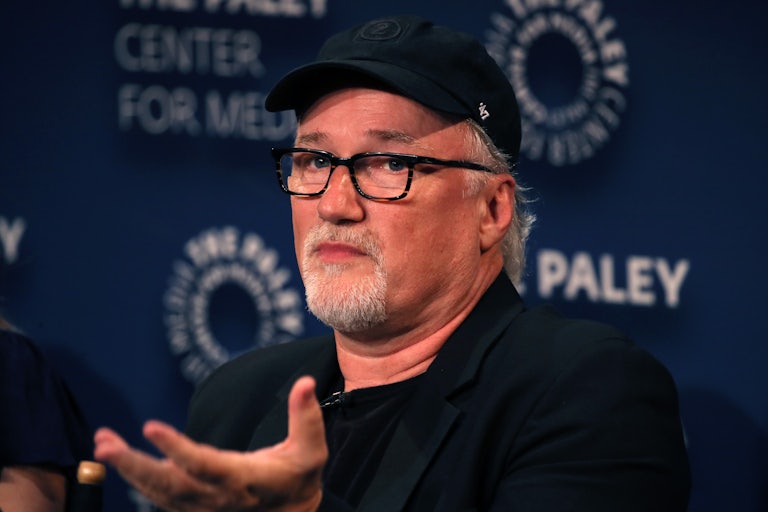A close-up of film director David Fincher.