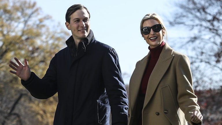 Jared Kushner and Ivanka Trump on the South Lawn of the White House