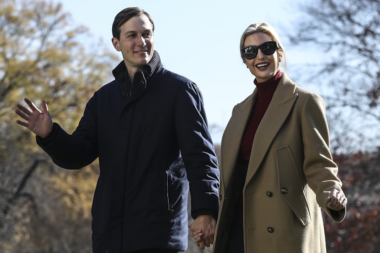 Jared Kushner and Ivanka Trump on the South Lawn of the White House