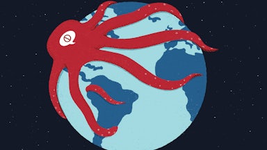 A giant squid representing American cancel culture fears spreading across the globe