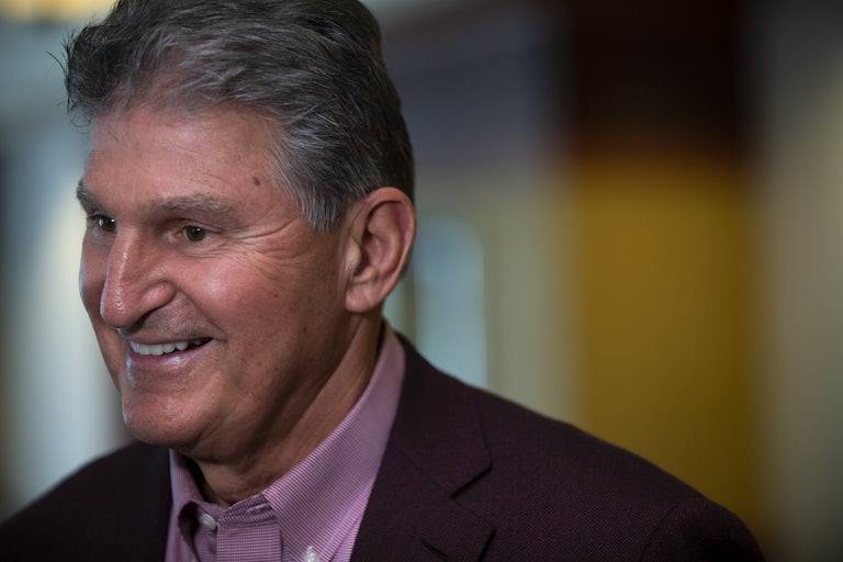 Senator Joe Manchin at a news conference at the Marriott Hotel in Morgantown, West Virginia.