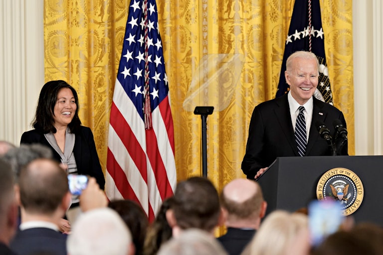 Biden and Acting Labor Secretary Julie Su