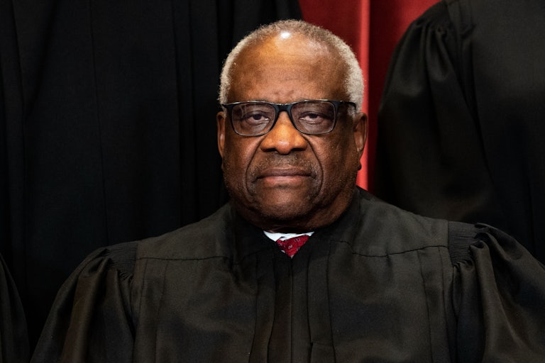 A close up of Justice Clarence Thomas