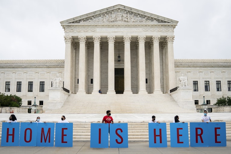 DACA recipients and their supporters rally outside the U.S. Supreme Court in 2020.