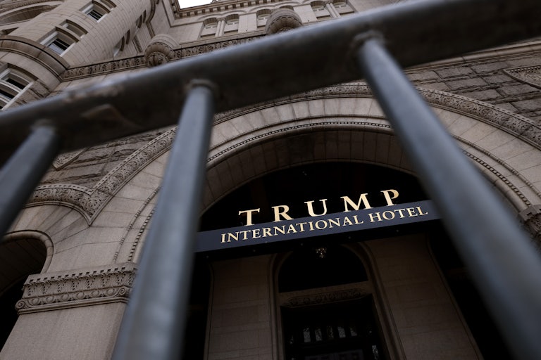 The front of President Donald Trump's hotel in Washington, D.C.