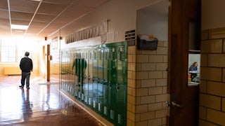 An empty hallway at Hazelwood Elementary School in Louisville, Kentucky