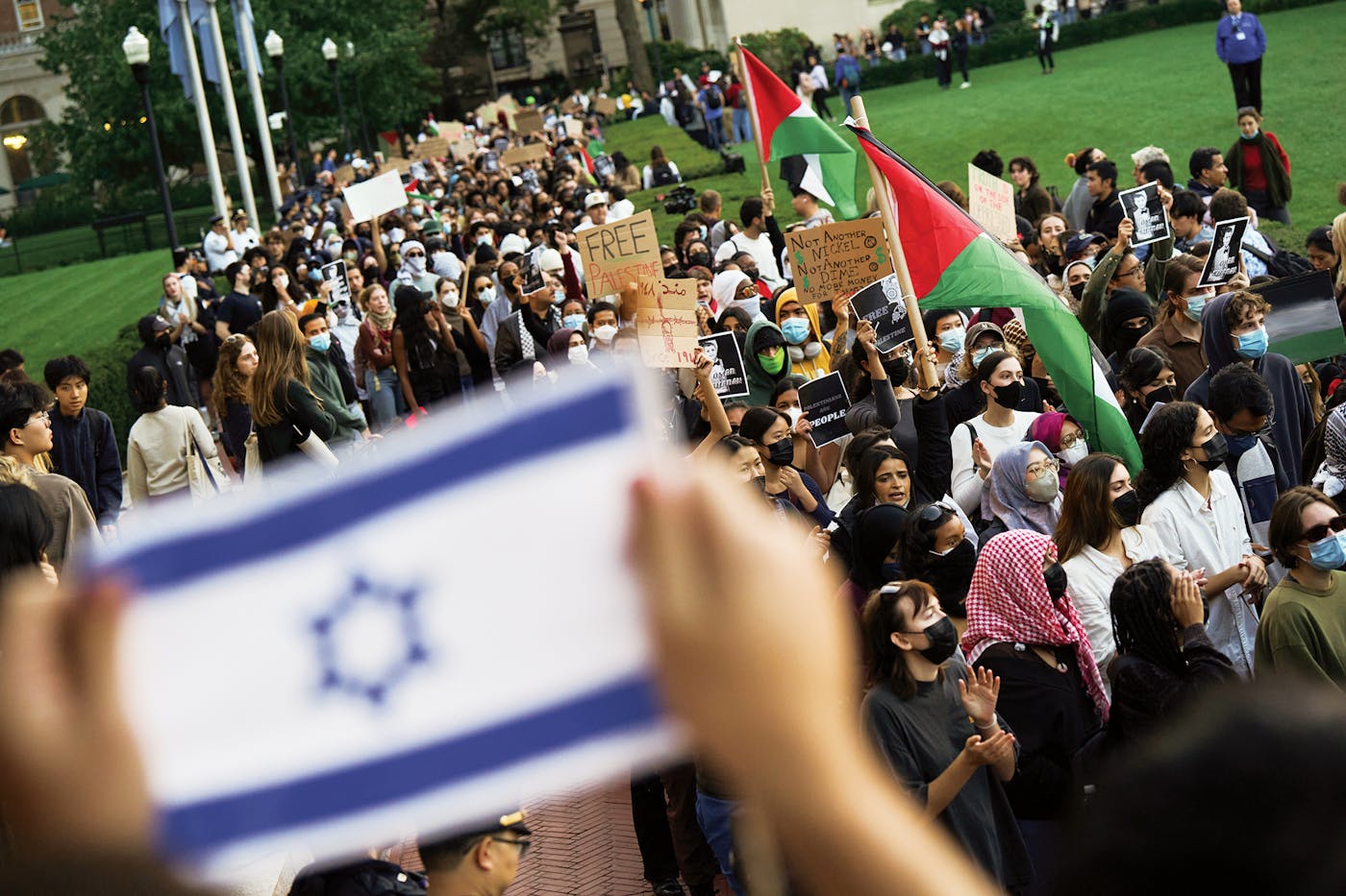 Pro-Palestinian protesters and pro-Israel counterprotesters faced off at Columbia in October 2023.