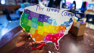 A 4th grader works on an election themed art project at Heather Hills Elementary School in Bowie, Md.