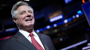 Paul Manafort onstage during preparations for the fourth day of the Republican National Convention in Milwaukee, Wisconsin.