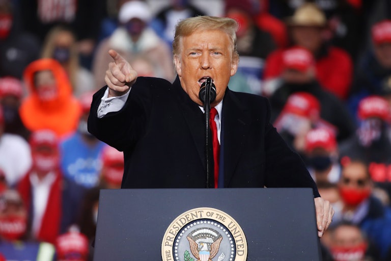 Trump gesticulates in Pennsylvania.