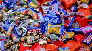This image shows lots of different pieces of candy.