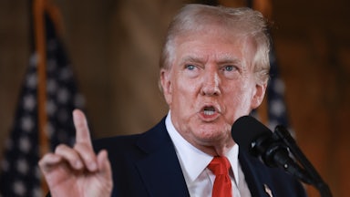 Donald Trump points a finger