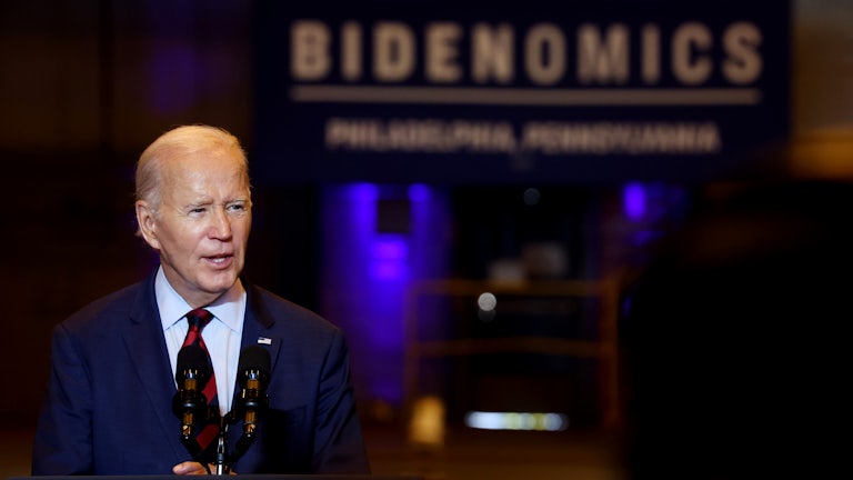 Biden speaks on renewable energy at the Philly Shipyard in Philadelphia