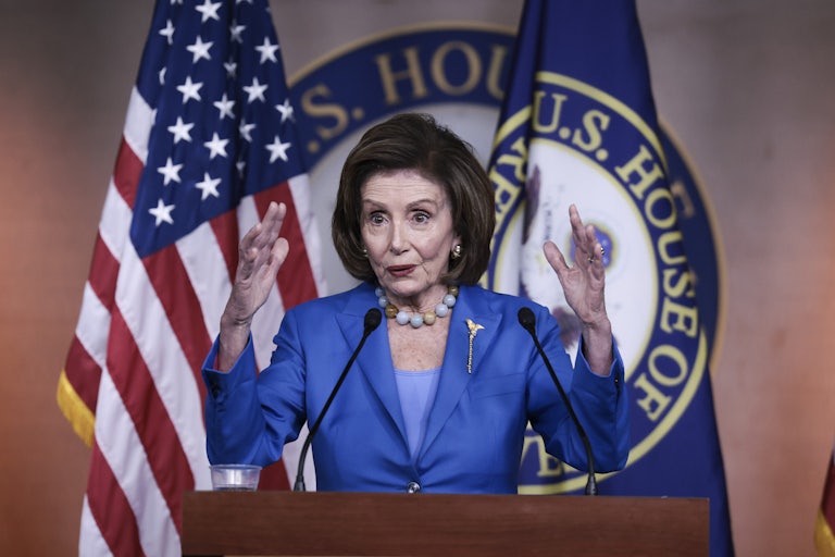  House Speaker Nancy Pelosi gestures as she speaks at a news conference at the U.S. Capitol 