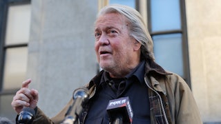 Steve Bannon speaks to reporters