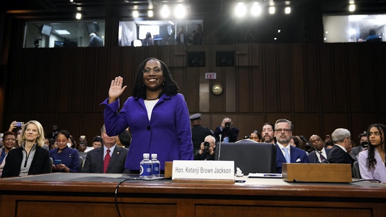 Supreme Court nominee Ketanji Brown Jackson appears at her Senate confirmation hearings.