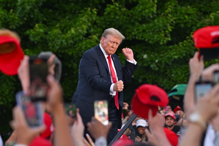 Donald Trump dances at a campaign event