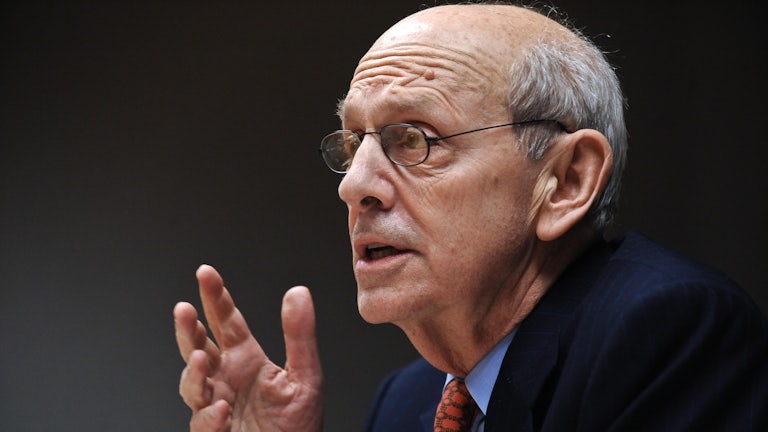 A close-up of Supreme Court Justice Stephen Breyer