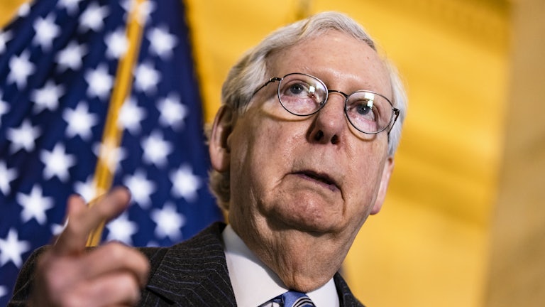 Mitch McConnell speaks at a press conference on Capitol Hill.