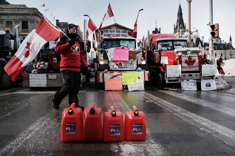 Truckers protest Covid-19 restrictions in Ottawa.