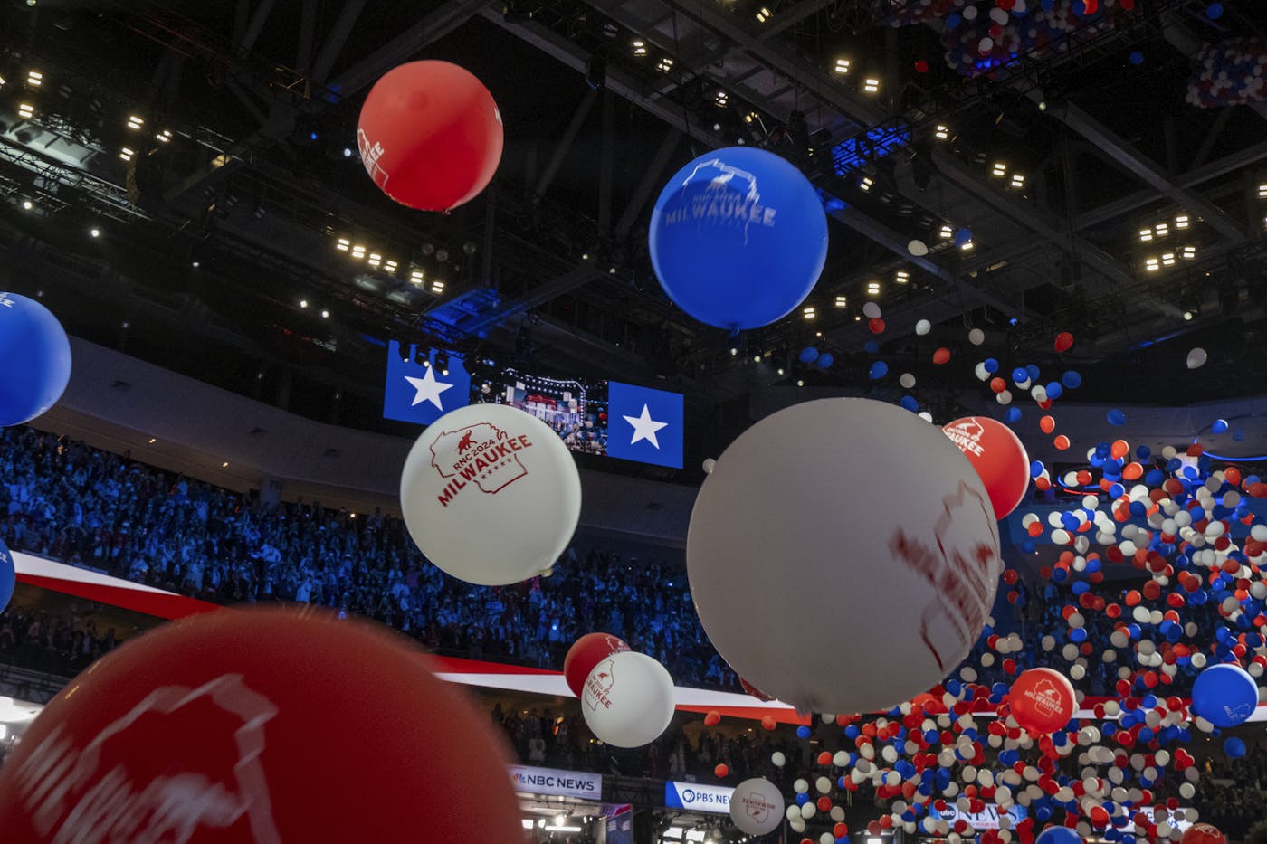 A photograph of balloons at the Republication National Convention 