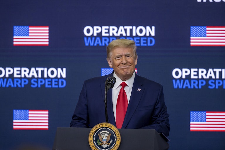President Donald Trump speaks at the Operation Warp Speed Vaccine Summit.