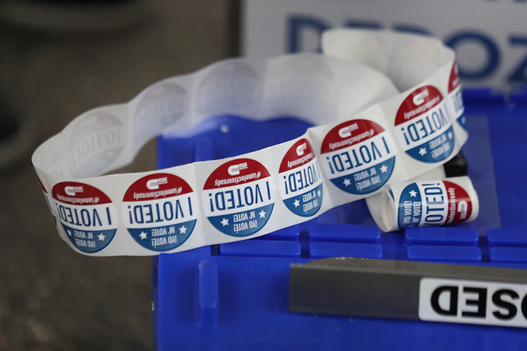 A roll of “I Voted” stickers