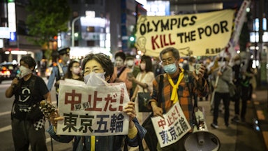 A protest against the Tokyo Olympics in Japan.
