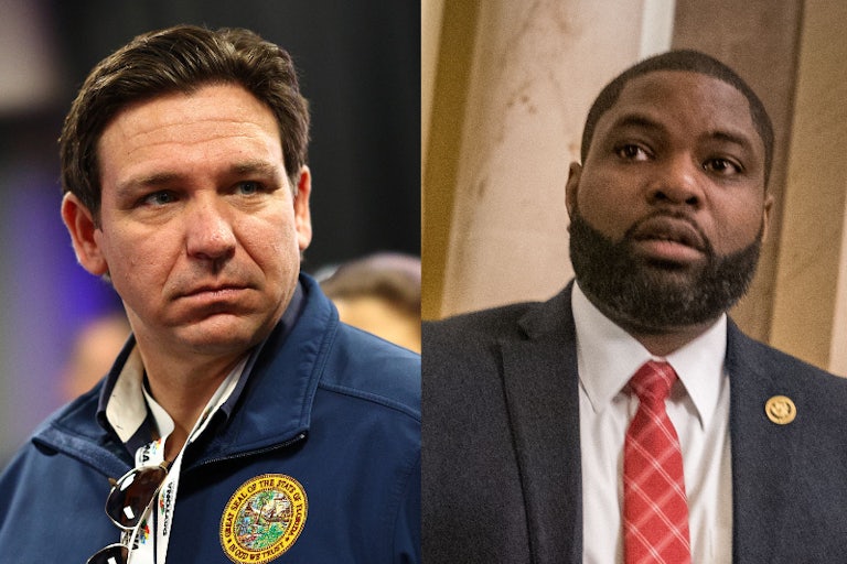 Splitscreen of Ron DeSantis and Byron Donalds
