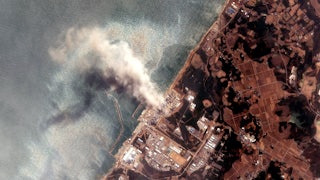 A satellite view of the Fukushima Daiichi nuclear power plant after a tsunami hit the facility in March 2011