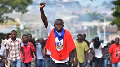 Demonstrators in Port-au-Prince in 2018