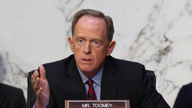 Pennsylvania Senator Pat Toomey speaks during a hearing.