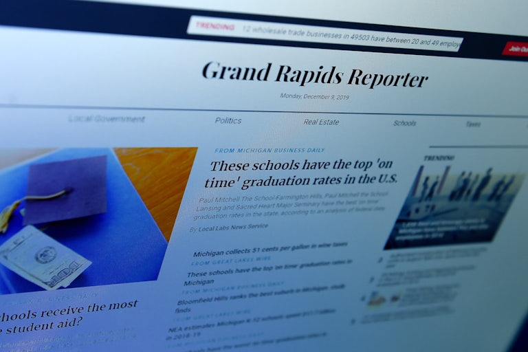 The homepage of the Grand Rapids Reporter