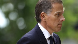 This photos hows Hunter Biden in profile, in a suit.