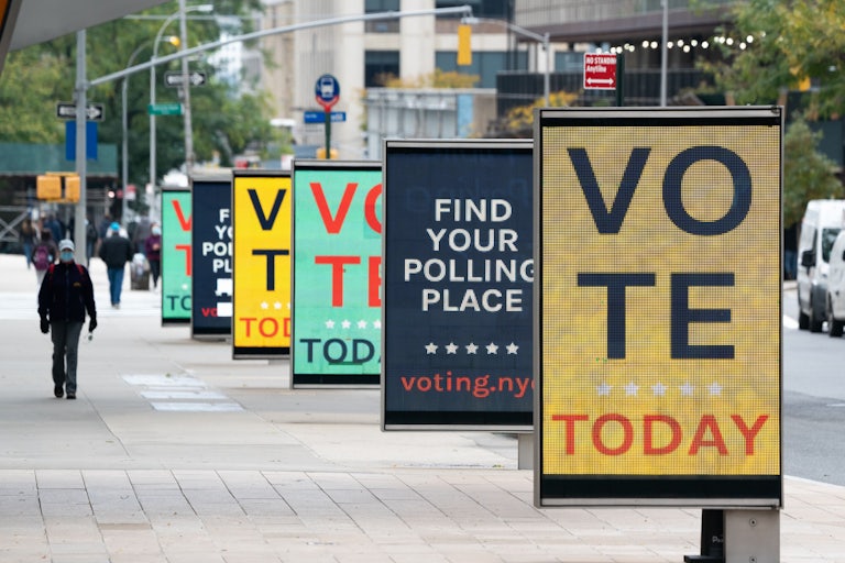 Video billboards urge people to vote in New York City
